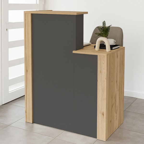 Γραφείο υποδοχής - reception Enter Megapap χρώμα sepet oak - ανθρακί 86,9x40x110,3εκ.
