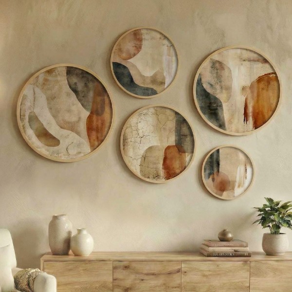 Διακοσμητικό τοίχου Nima Megapap σετ 5 τμχ ξύλινο - Mdf χρώμα φυσικό