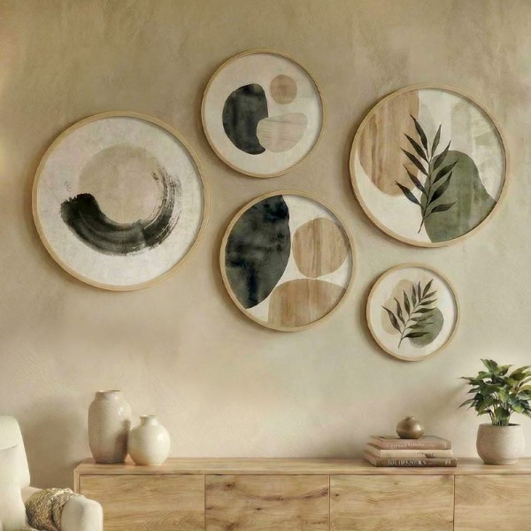Διακοσμητικό τοίχου Nima Megapap σετ 5 τμχ ξύλινο - Mdf χρώμα φυσικό