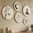 Διακοσμητικό τοίχου Nima Megapap σετ 5 τμχ ξύλινο - Mdf χρώμα φυσικό