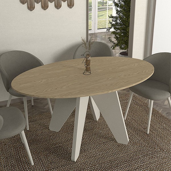 Τραπέζι Rebel Megapap χρώμα rota oak - sandstone 150x90x75εκ.