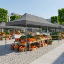 Κιόσκι - Gazebo Bari Megapap πτυσσόμενο μεταλλικός σκελετός - αδιάβροχο ύφασμα χρώμα γκρι 3x6x3,27m.