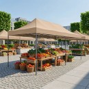 Κιόσκι - Gazebo Bari Megapap πτυσσόμενο μεταλλικός σκελετός - αδιάβροχο ύφασμα χρώμα της άμμου 3x6x3,27m.