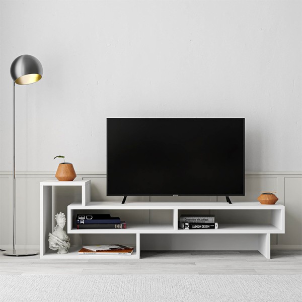 Έπιπλο τηλεόρασης Tetra Megapap χρώμα λευκό 136,7x40x42εκ.