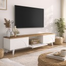 Έπιπλο τηλεόρασης Bono Megapap χρώμα λευκό - sepet oak 150x32,3x42,1εκ.
