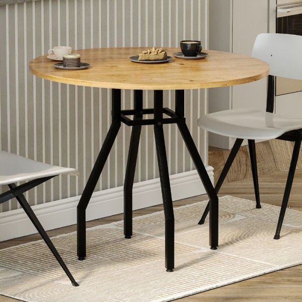 Τραπέζι Roma Megapap χρώμα pine oak Ø80x75εκ.