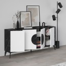 Μπουφές Gora Megapap χρώμα μαύρο εφέ μαρμάρου - λευκό 180x35,6x82εκ.
