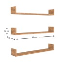Ραφιέρα τοίχου Tyrion Megapap 3 τεμαχίων χρώμα pine oak 90x15x12εκ.