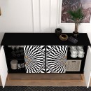 Μπουφές Gradel Megapap χρώμα μαύρο - ασπρόμαυρο 150x35x83,6εκ.