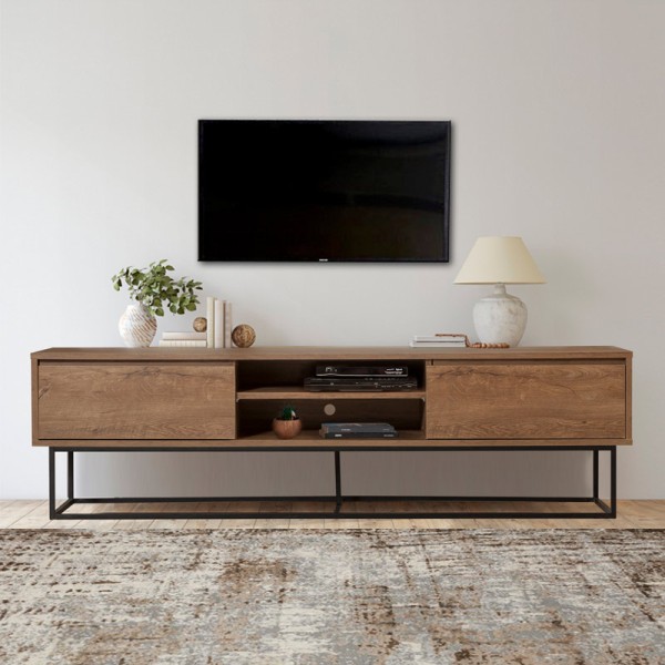 Έπιπλο τηλεόρασης Amedeo Megapap χρώμα καρυδί 180x40x50εκ.