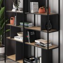 Βιβλιοθήκη Maxi Megapap χρώμα sapphire oak - silky black 144x35x175εκ.