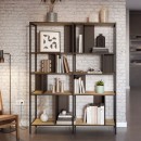 Βιβλιοθήκη Maxi Megapap χρώμα sapphire oak - silky black 144x35x175εκ.