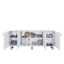 Μπουφές Bohemian Megapap χρώμα λευκό - φυσικό οξιάς 180x40x75εκ.