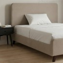 Κρεβάτι Ovelia Megapap υφασμάτινο χρώμα μπεζ 120x200εκ.