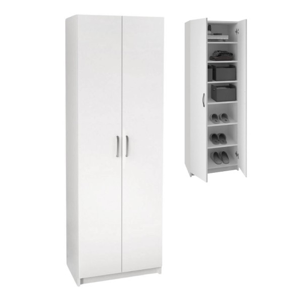Παπουτσοθήκη Renso Megapap δίφυλλη χρώμα λευκό 59,8x37,8x178,5εκ.
