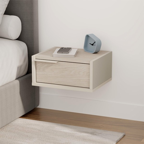 Κομοδίνο επιτοίχιο Eco Megapap χρώμα sandstone - light oak 40x33x18,5εκ.