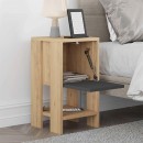 Κομοδίνο Ema Megapap χρώμα sapphire oak - ανθρακί 30x30x55εκ.