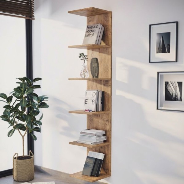 Βιβλιοθήκη - Ραφιέρα τοίχου Ogden Megapap χρώμα pine oak 34,5x30x180εκ.