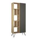 Βιβλιοθήκη Jedda Megapap χρώμα sapphire oak - ανθρακί 80,6x29,6x191εκ.