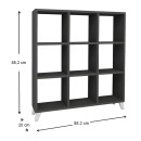 Βιβλιοθήκη Saul Megapap χρώμα ανθρακί 88,2x20x88,2εκ.