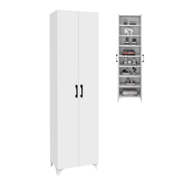 Ντουλάπα - Παπουτσοθήκη Lilly Megapap χρώμα λευκό 49x32x178εκ.