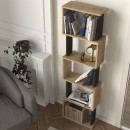 Βιβλιοθήκη Alvina Megapap χρώμα sapphire oak - ανθρακί 45x19,6x158,8εκ.