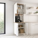 Έπιπλο κουζίνας Kalira 2 Megapap χρώμα λευκό - rota oak 60x40x196εκ.