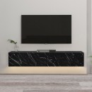 Έπιπλο τηλεόρασης επιτοίχιο Aristo Megapap με LED χρώμα μαύρο - εφέ μαρμάρου 135x31,6x25εκ.
