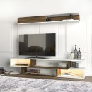 Σύνθεση τηλεόρασης Manet Megapap με LED χρώμα λευκό - καρυδί 180x29,5x39εκ.