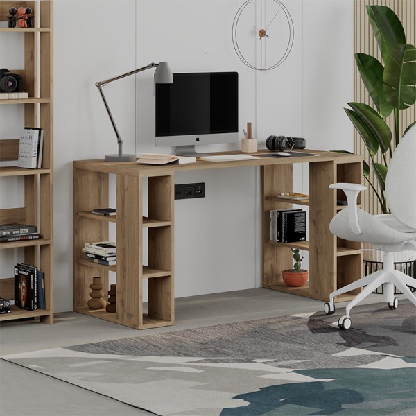 Γραφείο εργασίας Colmar Megapap χρώμα ανοιχτό καρυδί 140x60x75εκ