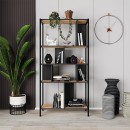 Βιβλιοθήκη Midi Megapap χρώμα sapphire oak - silky black 88x35x175εκ.