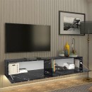 Έπιπλο τηλεόρασης επιτοίχιο Figure Megapap με LED χρώμα μαύρο εφέ μαρμάρου 181,8x31,7x30εκ.