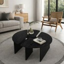 Τραπεζάκι σαλονιού σετ 2 τμχ Dorena Megapap χρώμα sencron black Ø90x41,7εκ.