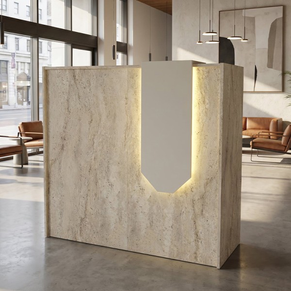 Γραφείο υποδοχής - reception Navita Megapap με LED χρώμα travertine - sandstone 113,6x42x111,8εκ.
