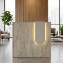 Γραφείο υποδοχής - reception Navita Megapap με LED χρώμα travertine - sandstone 113,6x42x111,8εκ.