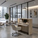 Γραφείο υποδοχής - reception Navita Megapap με LED χρώμα travertine - sandstone 113,6x42x111,8εκ.