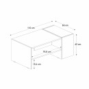 Τραπεζάκι σαλονιού Izia Megapap χρώμα sapphire oak - ανθρακί 110x60x45εκ.
