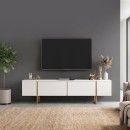 Έπιπλο τηλεόρασης Orontes Megapap χρώμα λευκό - χρυσό 180x29,6x50εκ.