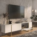Έπιπλο τηλεόρασης Orontes Megapap χρώμα λευκό - χρυσό 180x29,6x50εκ.