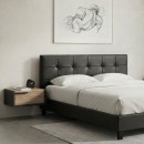 Κρεβάτι Sissy Megapap από τεχνόδερμα χρώμα μαύρο 160x200εκ.