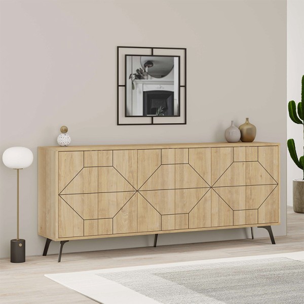 Μπουφές Dune Megapap χρώμα sapphire oak 184x35x77,4εκ.