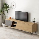 Έπιπλο τηλεόρασης Fiona Megapap χρώμα sapphire oak - γκρι ρετρό 180x35,6x48εκ.