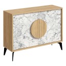 Μπουφές Gora Megapap χρώμα sapphire oak - λευκό εφέ μαρμάρου 110x35,6x82εκ.