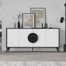 Μπουφές Gora Megapap χρώμα μαύρο εφέ μαρμάρου - λευκό 180x35,6x82εκ.