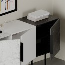 Μπουφές Tontini Megapap χρώμα λευκό - μαύρο εφέ μαρμάρου 150x42x79,5εκ.