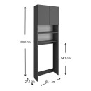 Έπιπλο πλυντηρίου Ramsey Megapap χρώμα ανθρακί 65x27x190,6εκ.