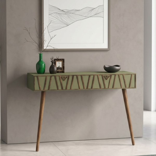 Κονσόλα επιτοίχια Forest Megapap χρώμα λαδί - καρυδί 120x35x89,3εκ.