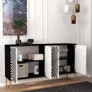 Μπουφές Gradel Megapap χρώμα μαύρο - ασπρόμαυρο 150x35x83,6εκ.