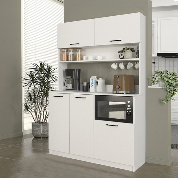 Έπιπλο κουζίνας Tuco 3 Megapap χρώμα λευκό 123,8x40x180εκ.