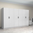 Ντουλάπα ρούχων Victoria Megapap εξάφυλλη χρώμα λευκό 300x60x181εκ.